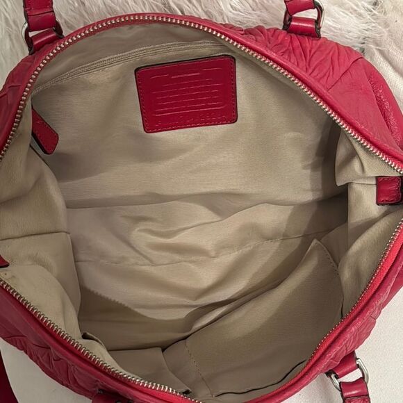 Coach Red Quilted Leather Tote Bag - Picture 11 of 11
